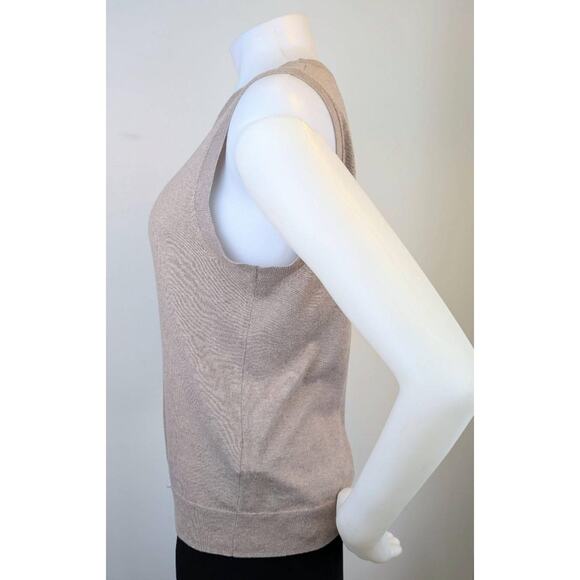 J.Crew Classic Shell Sleeveless Knit Sweater Medium Heather Beige Cotton Basics - Picture 3 of 6